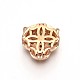 Rack Plating Brass Micro Pave Cubic Zirconia Leopard Hollow Beads ZIRC-I012-18RG-RS-2