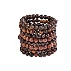 Bracelets extensibles unisexes en bois naturel avec perles BJEW-SZ0001-004-1