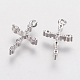Ciondoli a croce in ottone con micro pavé di zirconi cubici ZIRC-G133-07P-2