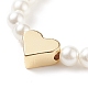Anelli elasticizzati da donna con perle di conchiglia e cuori in ottone con perline RJEW-TA00056-5