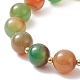 Bracelet extensible perlé rond en agate de paon naturel teint BJEW-TA00232-5