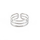304 anello per polsino aperto da donna a tripla linea in acciaio inossidabile RJEW-S405-232P-1