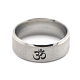 Ohm/Aum Yoga-Themen-Edelstahl-Ring mit glattem Band für Damen CHAK-PW0001-003B-01-1