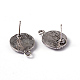 Antique Silver Tibetan Style Ear Stud Findings for Inlay Rhinestone X-EAA153Y-NF-2