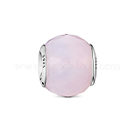 Tinysand 925 Sterling Silber geometrische Facetten, hellrosa Glas Rondelle europäischen Perlen, 11.06x9.65 mm, Bohrung: 4.38 mm