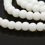 Chapelets de perles en verre rondes, blanc, 4mm, Trou: 1mm, Environ 105 pcs/chapelet, 15.7 pouce