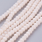 Faceted Imitation Jade Glass Beads Strands, Flat Round, PapayaWhip, 3x2mm, Hole: 0.5mm, about 160~165pcs/strand, 15.35 inch~15.75 inch(39~40cm)