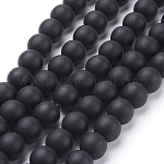 Sintetico pietra nera fili di perline, smerigliato, tondo, nero, 10mm, Foro: 0.8 mm, circa 39pcs/filo, 14.5~15 pollice
