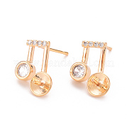 Brass Micro Pave Clear Cubic Zirconia Earring Findings KK-T062-230G-NF