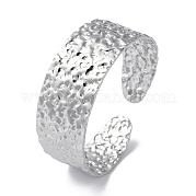 304 Stainless Steel Texured Flat Cuff Bangle for Women BJEW-Q770-03P