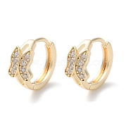 Латунные серьги-кольца из прозрачного кубического циркония EJEW-C121-06G