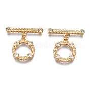 Brass Micro Pave Clear Cubic Zirconia Toggle Clasps KK-Q278-015-NF