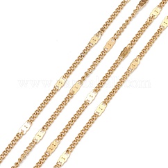 Chaînes figaro en acier inoxydable 304 avec placage ionique (IP), avec bobine, soudé, véritable 18k plaqué or, lien: 2~5.2x1.4x0.9 mm, environ 32.8 pied (10 m)/rouleau