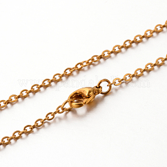 304 Edelstahl-Kabelkettenhalskette, golden, 17.7 Zoll (45 cm), 2 mm, Link: 2.5~2.9x2x0.5 mm