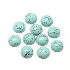 Synthetik Türkiscabochons, gefärbt, halbrund / Dome, 12x5 mm