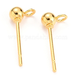 Boucles d'oreilles à tige en acier inoxydable 304, avec boucle et broche en acier inoxydable chirurgical 316, véritable 18k plaqué or, 15x5x3mm, Trou: 1.5mm, pin: 0.7 mm