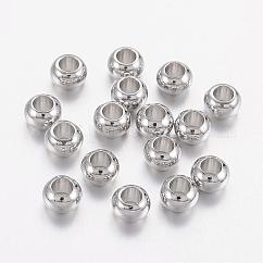Latón entrepieza de abalorios, sin plomo y cadmio, rerondana plana, de color platino, tamaño: aproximamente 6 mm de diámetro, 4 mm de espesor, agujero: 3 mm
