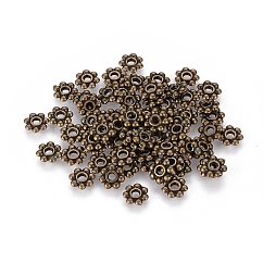 Abalorio de estilo tibetano, Sin cadmio y níque y plomo, flor, Bronce antiguo, 6x1mm, agujero: 2 mm