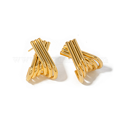 Ohrstecker aus 304 Edelstahl für Damen, echtes 18k vergoldet, 20x13 mm