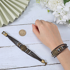 Lederarmbänder mit breiter Kordel und mehreren Strängen&nbsp;BJEW-WH20009-04