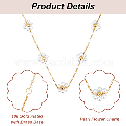 2 Stück 2-farbiges Halsketten-Set mit Blumenanhänger aus Kunstperlen und Messingketten für Damen&nbsp;NJEW-AN0001-89