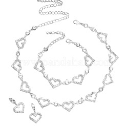 Herz Legierung Kristall Strass Gliederkette Halskette & Creolen & Armbänder Sets&nbsp;FS-WG0CDC6-01-1
