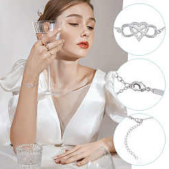2 Stück Messing-Unendlichkeits-Herz-Gliederarmbänder&nbsp;BJEW-UN0001-71