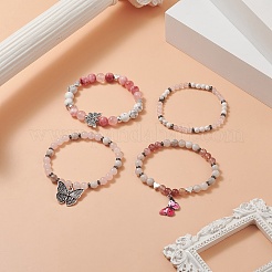 Stretch-Armbandsets mit Edelsteinperlen&nbsp;BJEW-JB09283