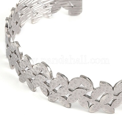 Bracelets manchette ouverts en acier inoxydable 304 anti-ternissement avec fleur creuse pour femmes&nbsp;LS-BJEW-K241-03B-P