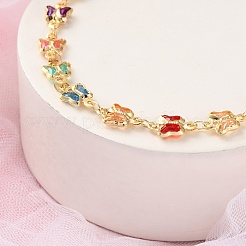 Schmetterlings-Gliederarmbänder aus Messing für Damen&nbsp;BJEW-S157-03G