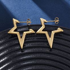 Pendientes de estrella de acero inoxidable 304&nbsp;EJEW-B108-17G