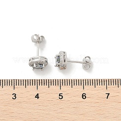 925 boucles d'oreilles en argent sterling avec zircons cubiques transparents à micro-pavés&nbsp;EJEW-U042-01P