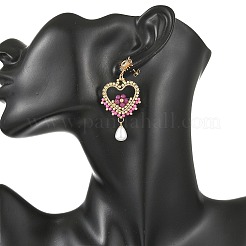 Boucles d'oreilles pendantes en rubis naturel et perles de verre pour femmes&nbsp;EJEW-MZ00782-01