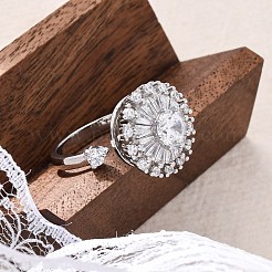 Drehbare offene Manschettenringe mit Sonnenblumenmotiv für Damen&nbsp;RJEW-C118-10P