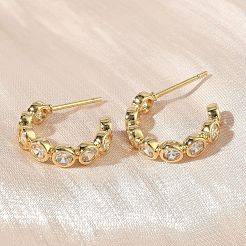 Messing Micro Pave klare Zirkonia Ohrstecker&nbsp;X-EJEW-G452-07G