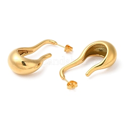 Boucles d'oreilles à tige torsadées en forme de larme en acier inoxydable 304 avec placage ionique (IP)&nbsp;EJEW-K244-33G