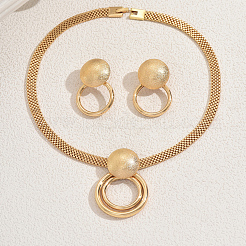 Vintage-Set aus Halsketten und Ohrringen aus Eisenringen für Abend- und Hochzeitskleidung&nbsp;OW8801