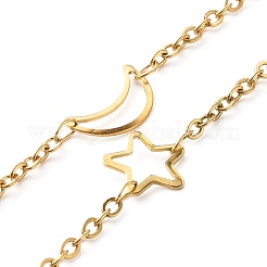 Collier à maillons lune et étoile en acier inoxydable 304&nbsp;NJEW-JN03592
