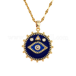 Collar con colgante de ojo malvado de latón esmaltado azul para mujeres y hombres&nbsp;BX0691-1