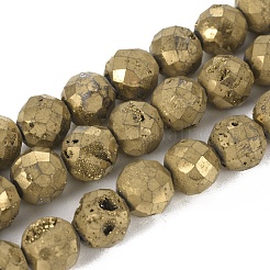 Fili di perline di cristallo di quarzo geode druzy placcato elettrolitico&nbsp;G-I250-04B
