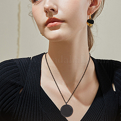 3 pendentif rond plat rotatif en acier inoxydable pour femmes et hommes&nbsp;NJEW-SC0001-81
