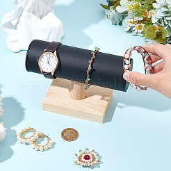 T-förmiger Bar-Ständer für Armbänder aus PU-Leder mit Holzsockel&nbsp;AJEW-WH0471-127A