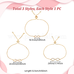 3 Stück 3 Stile Messing-Schiebearmbänder für Frauen&nbsp;BJEW-GA00003