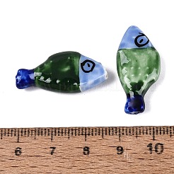 Perles de porcelaine peintes à la main en forme de poisson&nbsp;PORC-N013-06F