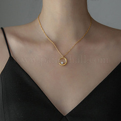Mondanhänger-Halsketten aus Edelstahl 304 mit klarem Zirkonia-Pavé für Damen&nbsp;FS-WGAD8A1-01