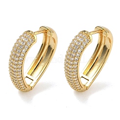 Pendientes de aro de latón con micro circonitas y cubic zirconia transparente&nbsp;EJEW-C182-07F-G