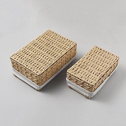 2 boîte de rangement en bois et corde de chanvre&nbsp;AJEW-WH0455-409