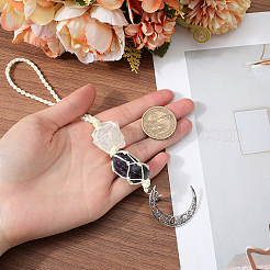 Pépites de cristal de quartz naturel et décorations de pendentif de pochette d'améthyste&nbsp;HJEW-WH20002-03F