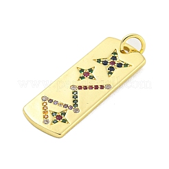 Ciondoli in vero ottone placcato oro 18k con micro pavé di zirconi&nbsp;KK-R159-06A-G