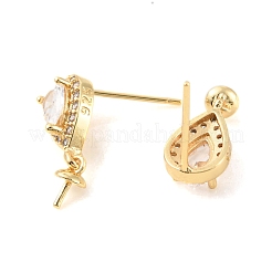 Placcatura a cremagliera in ottone con micro pavé di orecchini a bottone in zirconi cubici&nbsp;KK-C021-13G